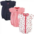 thumbnail image 1 of Hudson Baby Infant Girl Cotton Rompers 3pk, Little Cherries, 9-12 Months, 1 of 4