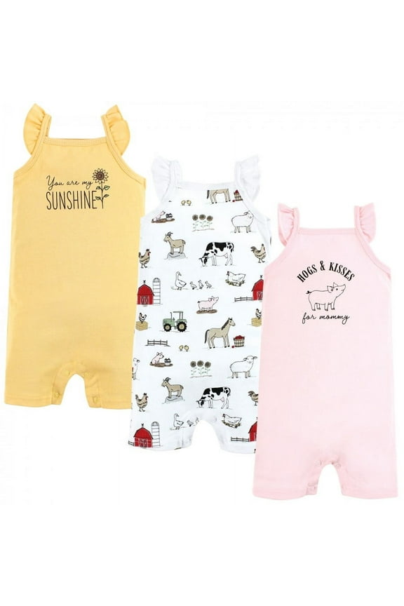 Infant Girl Cotton Rompers, Hogs And Kisses, 3-6 Months