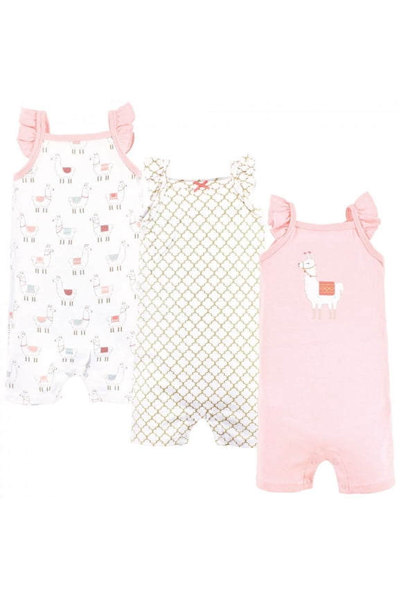 Infant Girl Cotton Rompers, Llama, 9-12 Months