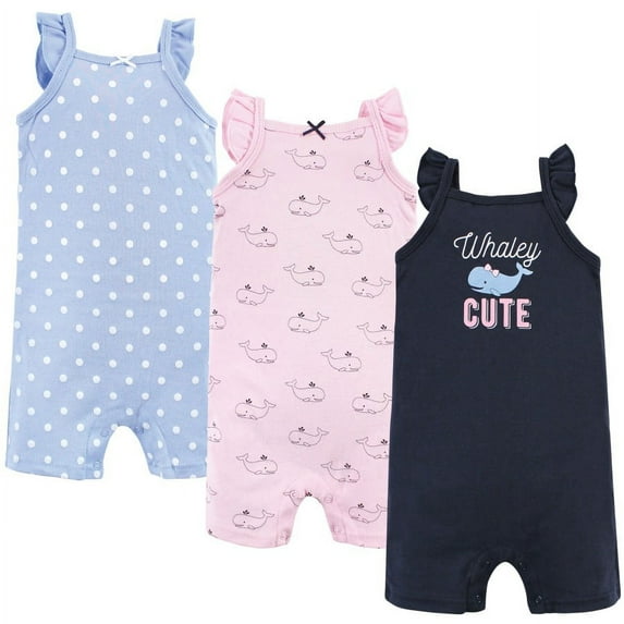 Hudson Baby Infant Girl Cotton Rompers, Whaley Cute Girl, 9-12 Months