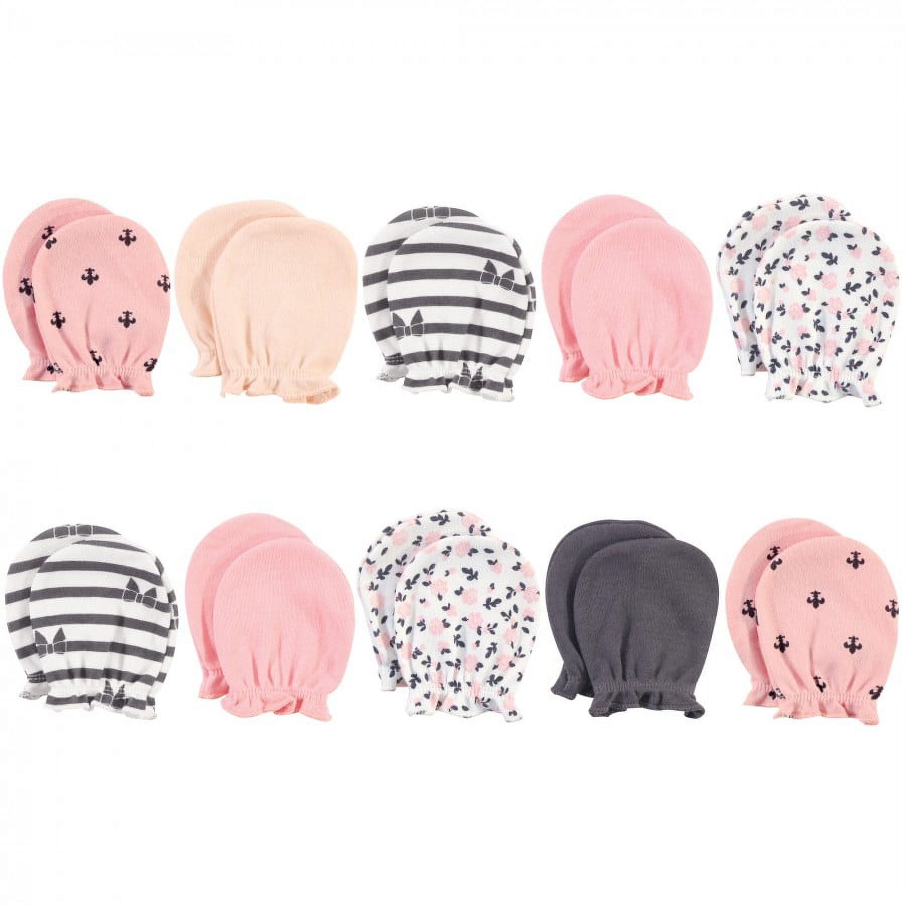 Hudson Baby Infant Girl Cotton Scratch Mittens, Enchanted