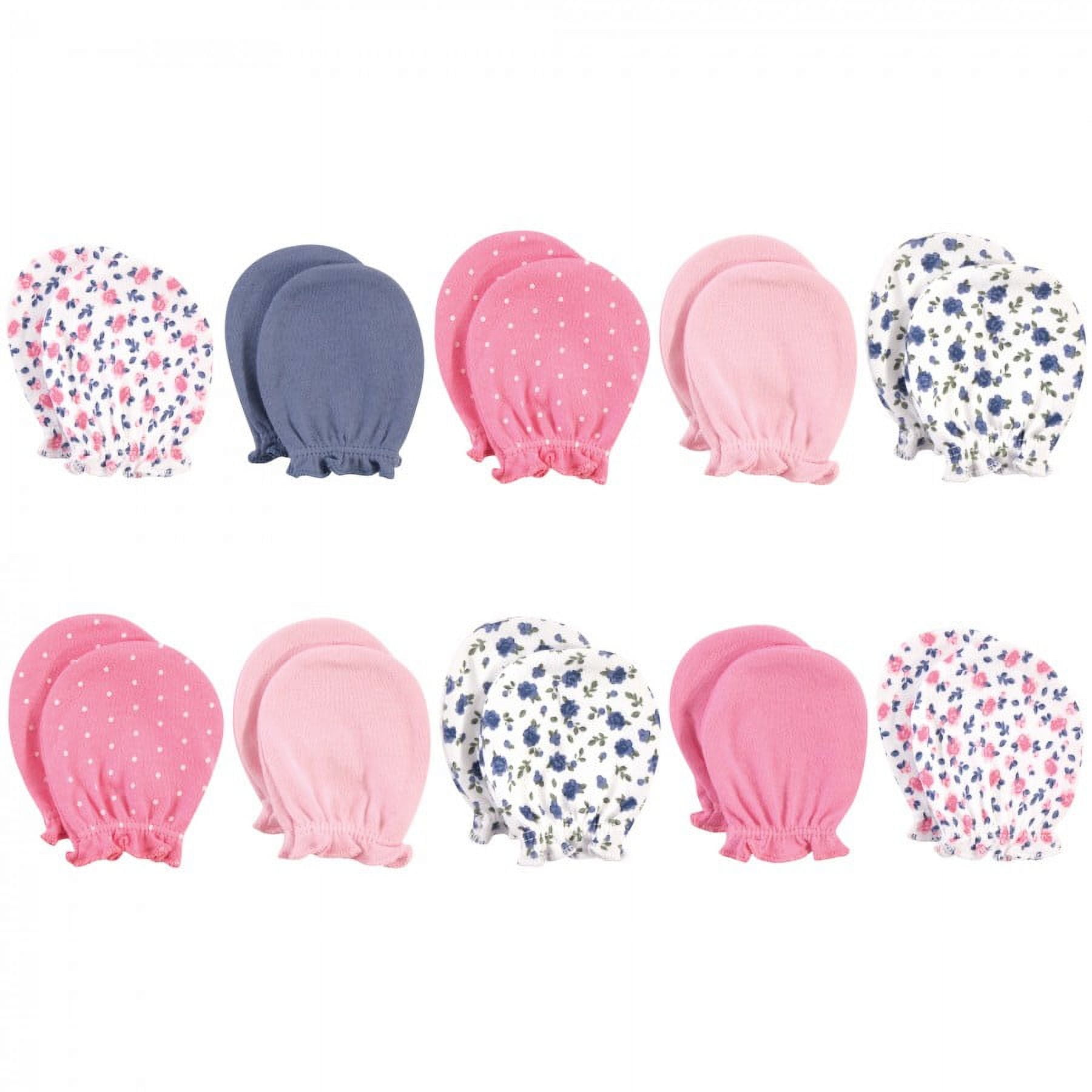 Hudson Baby Infant Girl Cotton Scratch Mittens, Pink Safari