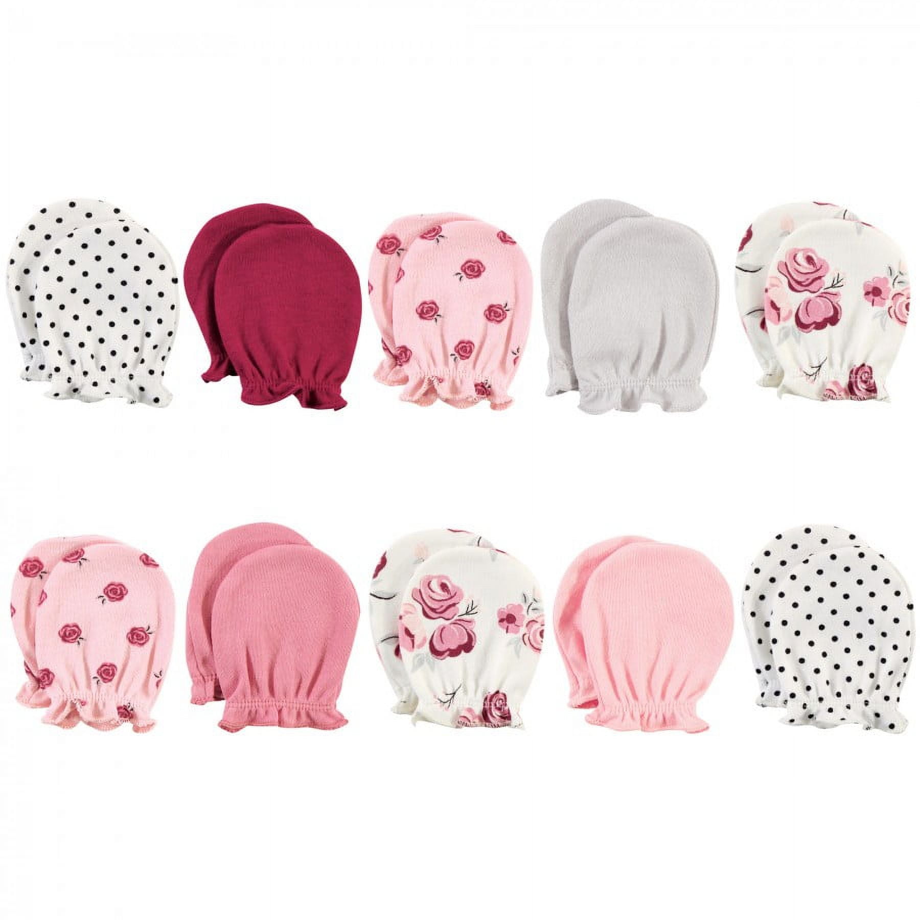 Hudson Baby Infant Girl Cotton Scratch Mittens, Rose, 0-6