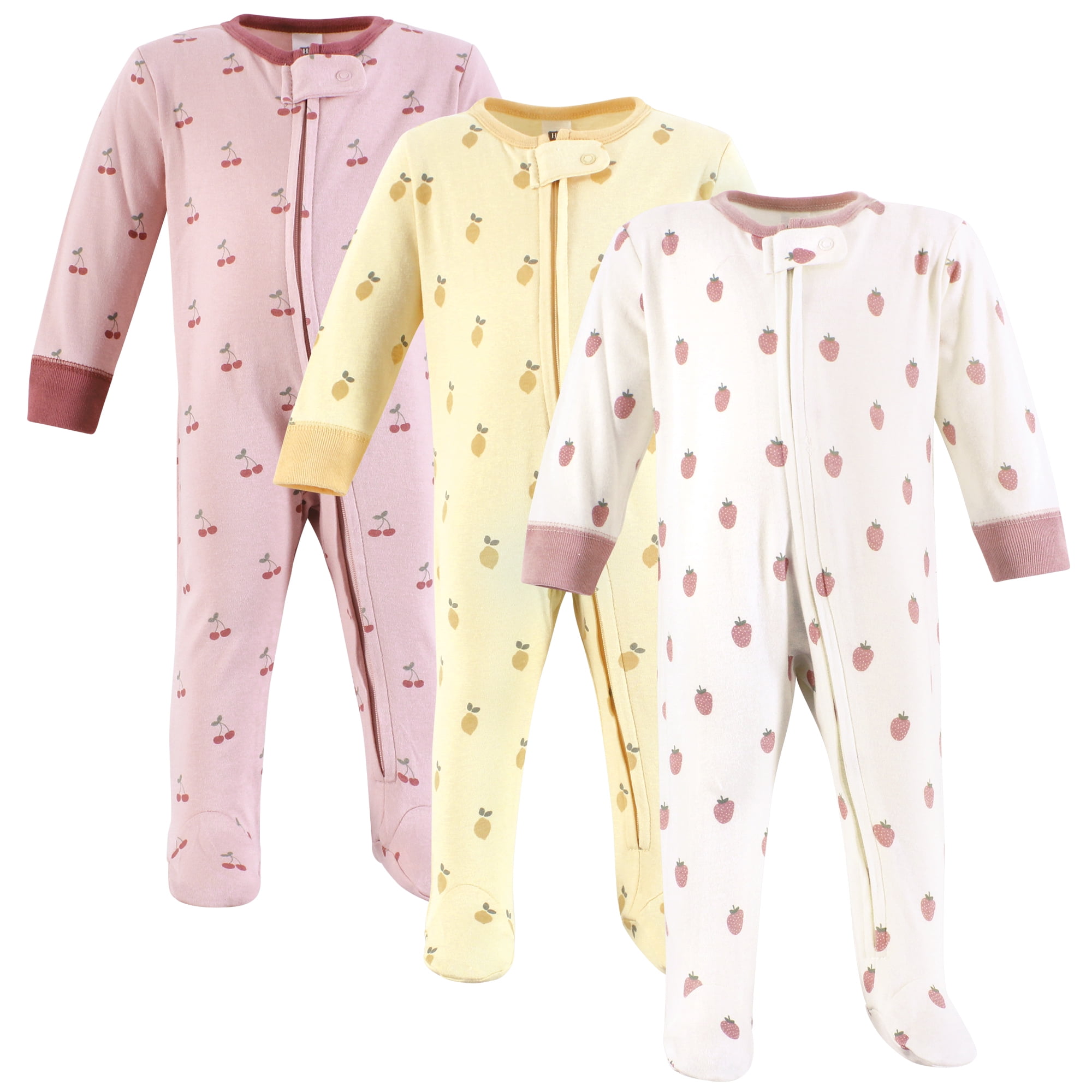 Hudson Baby Infant Girl Cotton Sleep and Play, Assorted Fruit, 0-3 Months