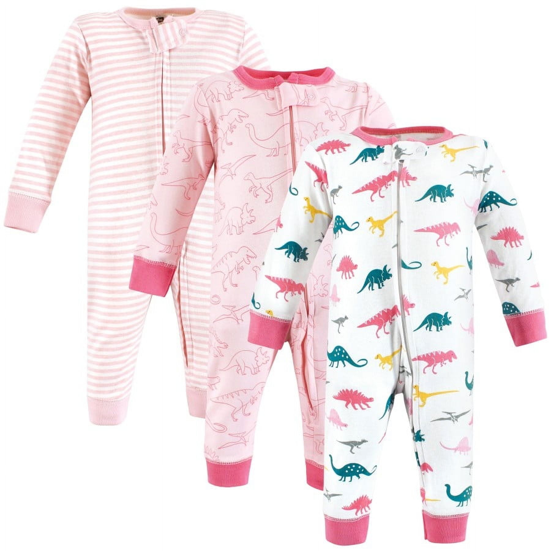 Hudson Baby Infant Girl Cotton Sleep and Play, Girl Dino, 6-9 Months