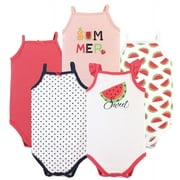 Hudson Baby Infant Girl Cotton Sleeveless Bodysuits 5pk, Watermelon, 18-24 Months