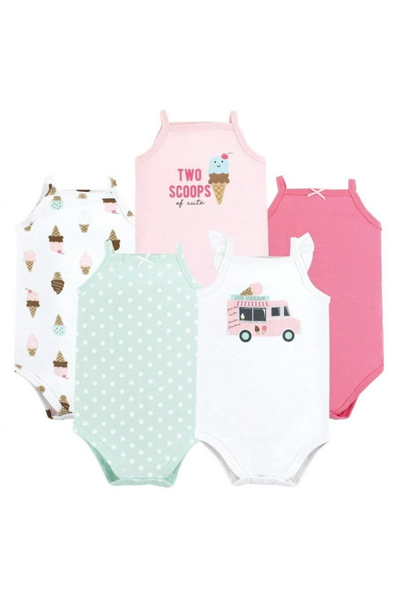 Infant Girl Cotton Sleeveless Bodysuits, Girl Ice Cream Truck, 3-6 Months