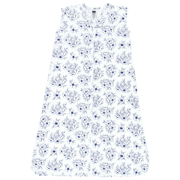 Hudson Baby Infant Girl Cotton Sleeveless Wearable Sleeping Bag, Sack, Blanket, Blue Toile, 0-6 Months
