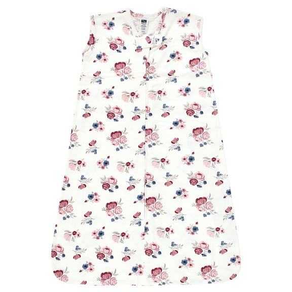 Hudson Baby Infant Girl Cotton Sleeveless Wearable Sleeping Bag, Sack, Blanket, Dusty Rose Floral, 0-6 Months