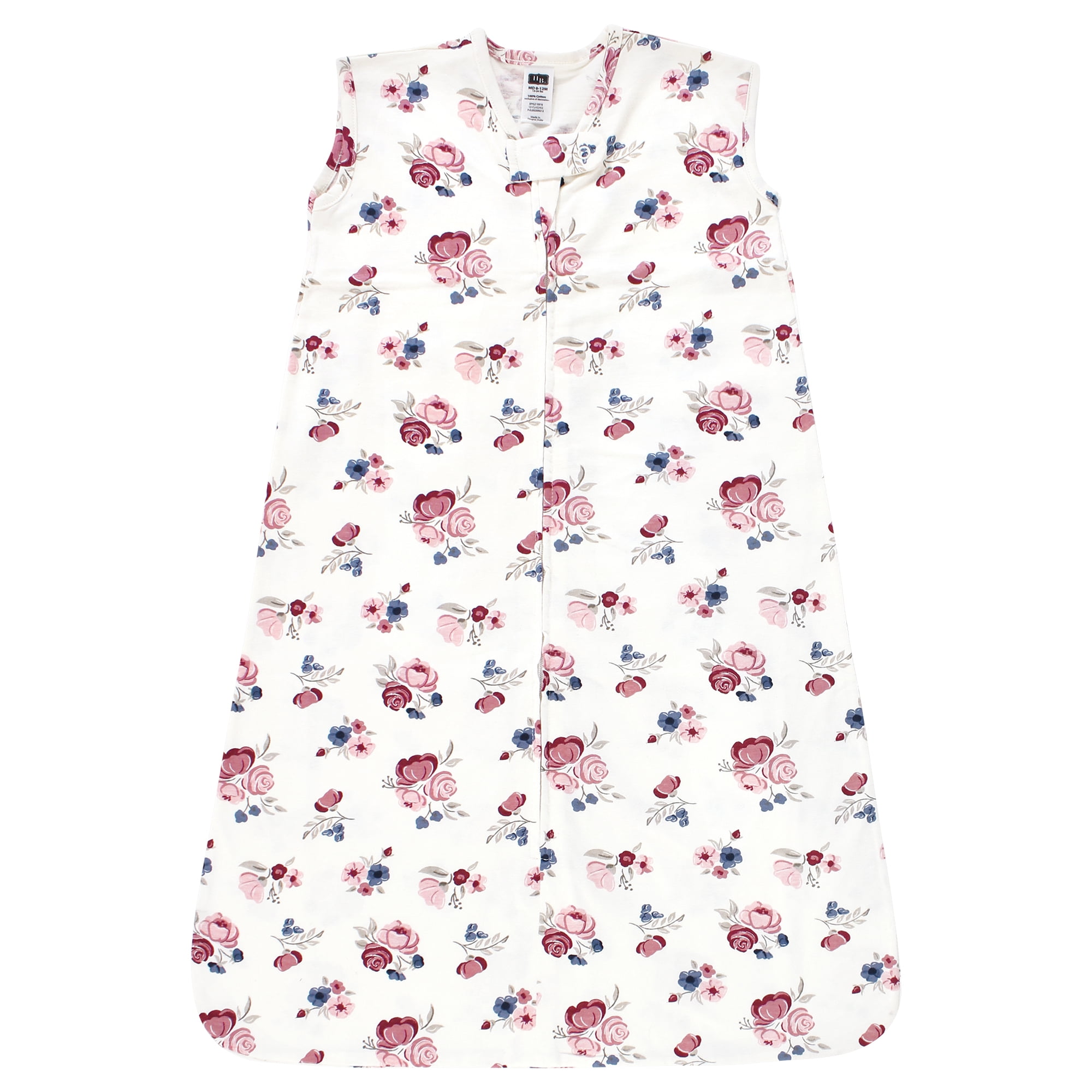 Hudson Baby Infant Girl Cotton Sleeveless Wearable Sleeping Bag, Sack, Blanket, Dusty Rose Floral, 12-18 Months