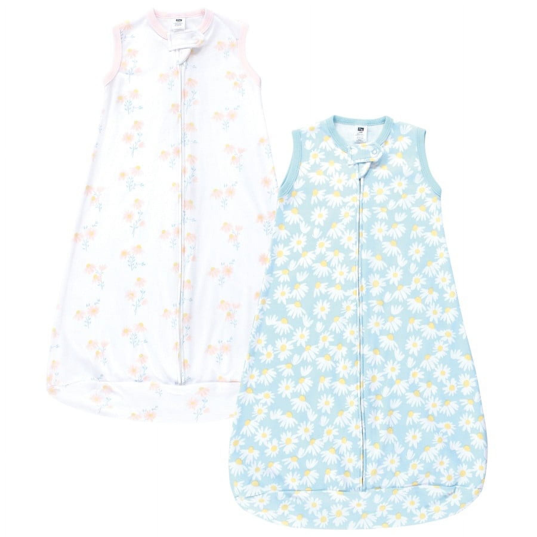 Hudson Baby Infant Girl Cotton Sleeveless Wearable Sleeping Bag, Sack, Blanket, Mixed Daisy, 12-18 Months