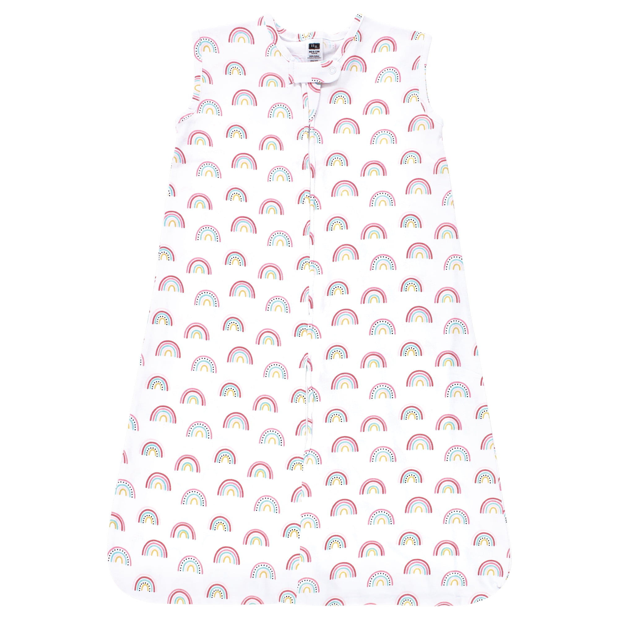 Hudson Baby Infant Girl Cotton Sleeveless Wearable Sleeping Bag, Sack, Blanket, Modern Rainbow, 6-12 Months