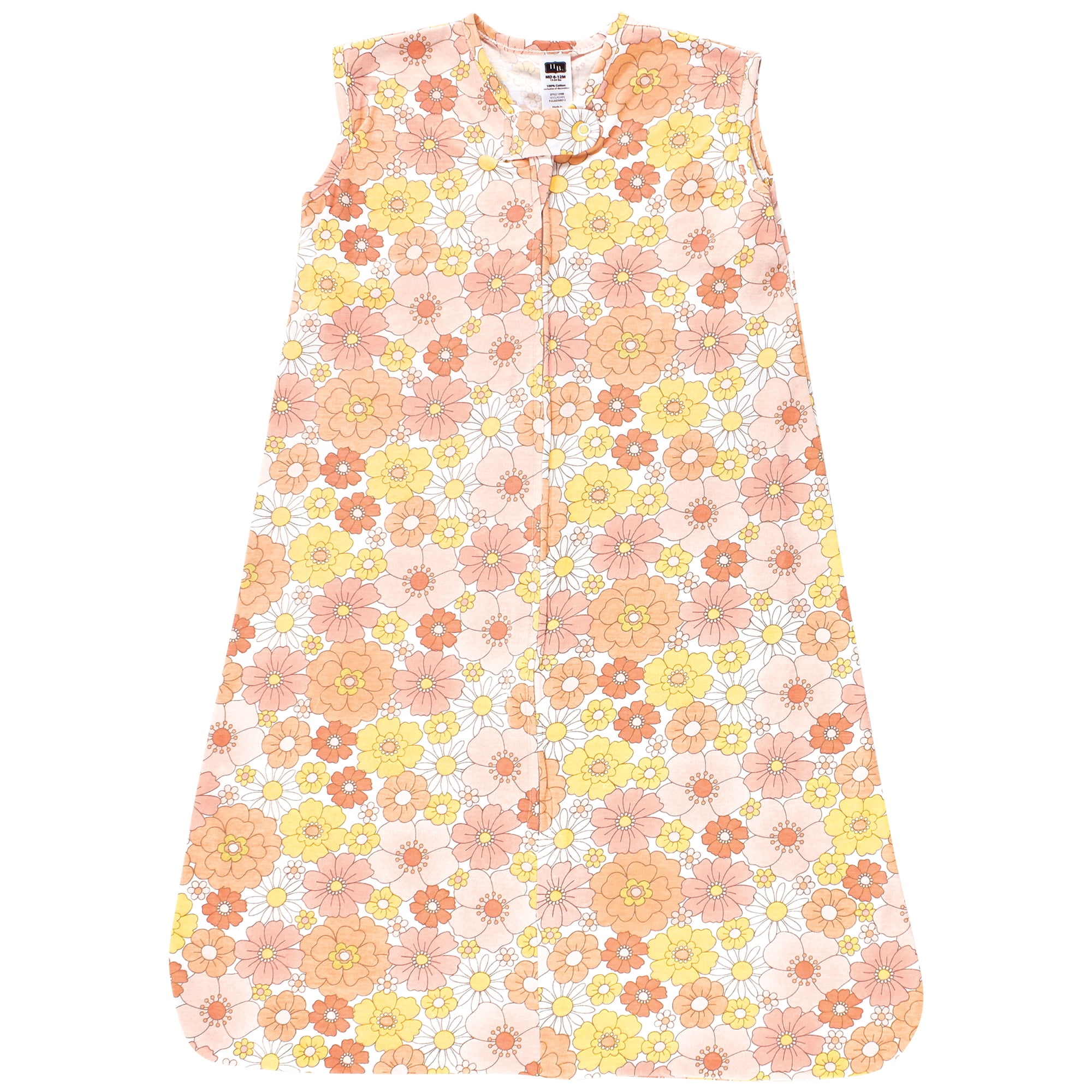 Hudson Baby Infant Girl Cotton Sleeveless Wearable Sleeping Bag, Sack, Blanket, Peace Love & Flowers, 0-6 Months