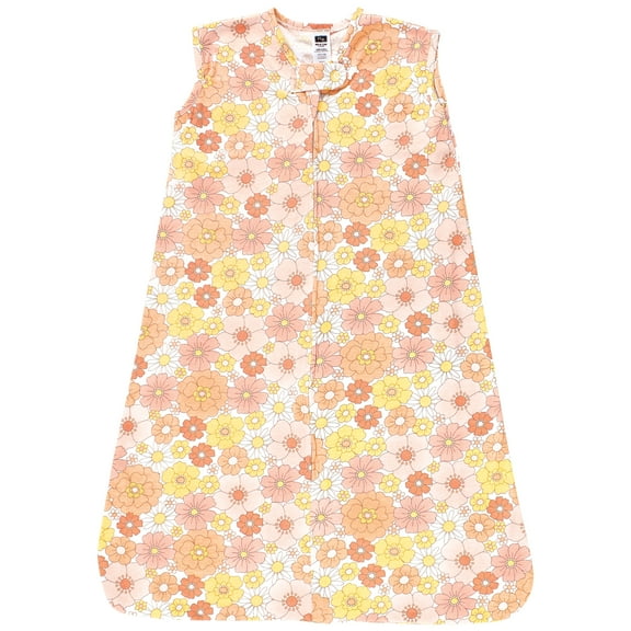 Hudson Baby Infant Girl Cotton Sleeveless Wearable Sleeping Bag, Sack, Blanket, Peace Love & Flowers, 6-12 Months