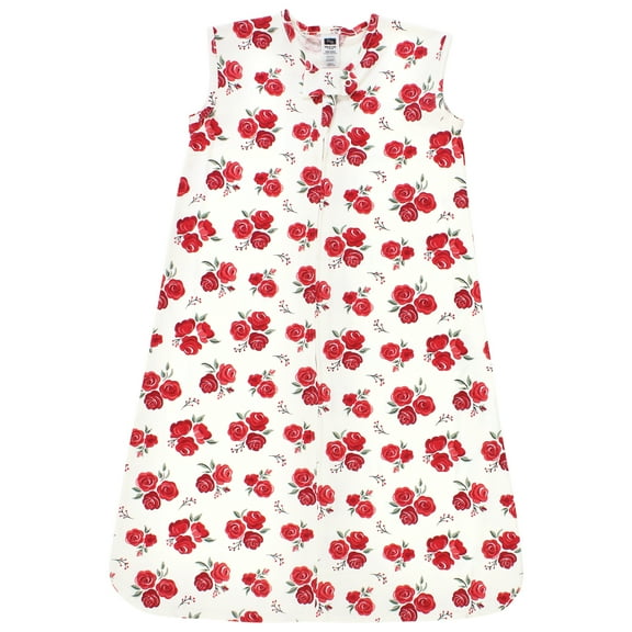 Hudson Baby Infant Girl Cotton Sleeveless Wearable Sleeping Bag, Sack, Blanket, Red Rose, 0-6 Months