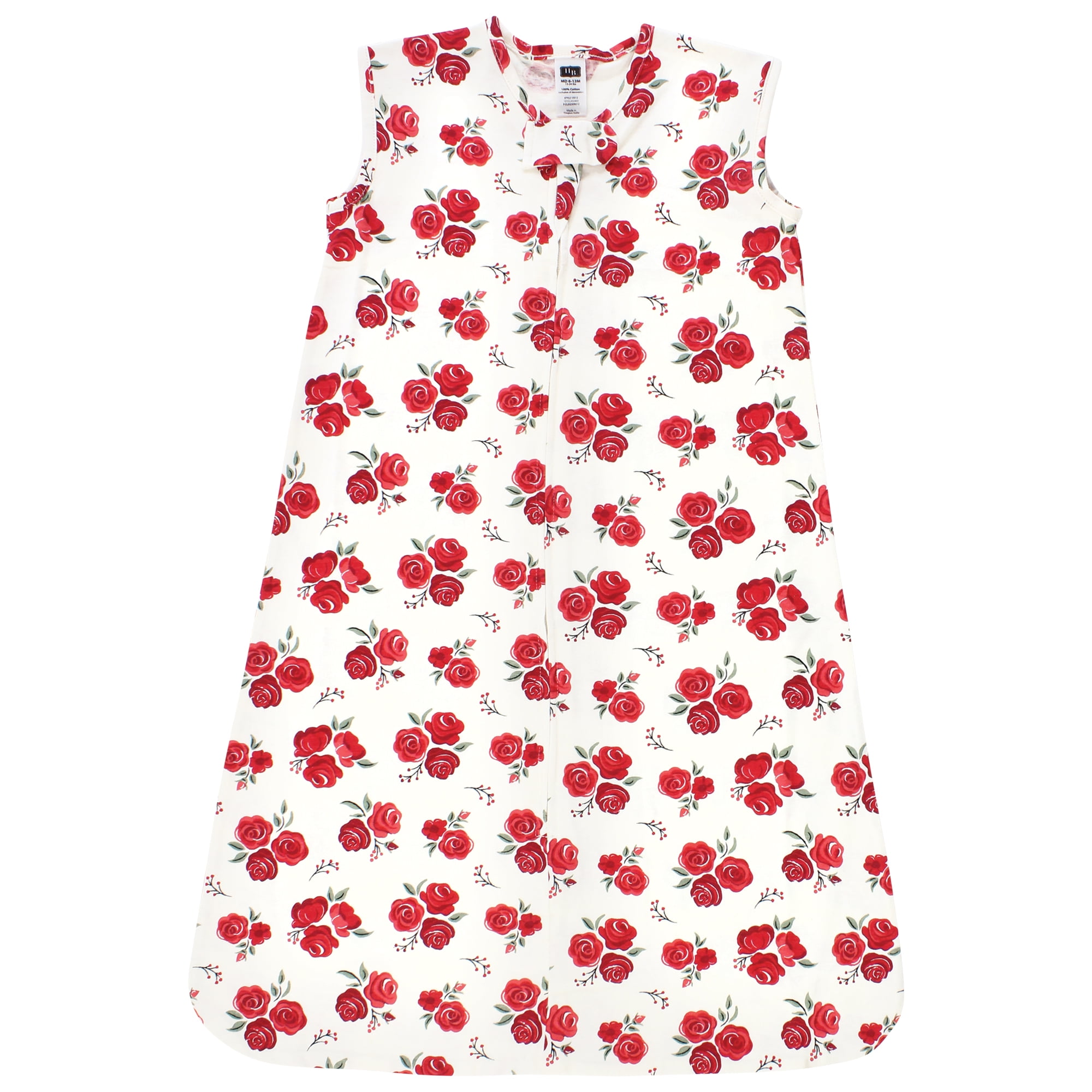 Hudson Baby Infant Girl Cotton Sleeveless Wearable Sleeping Bag, Sack, Blanket, Red Rose, 18-24 Months