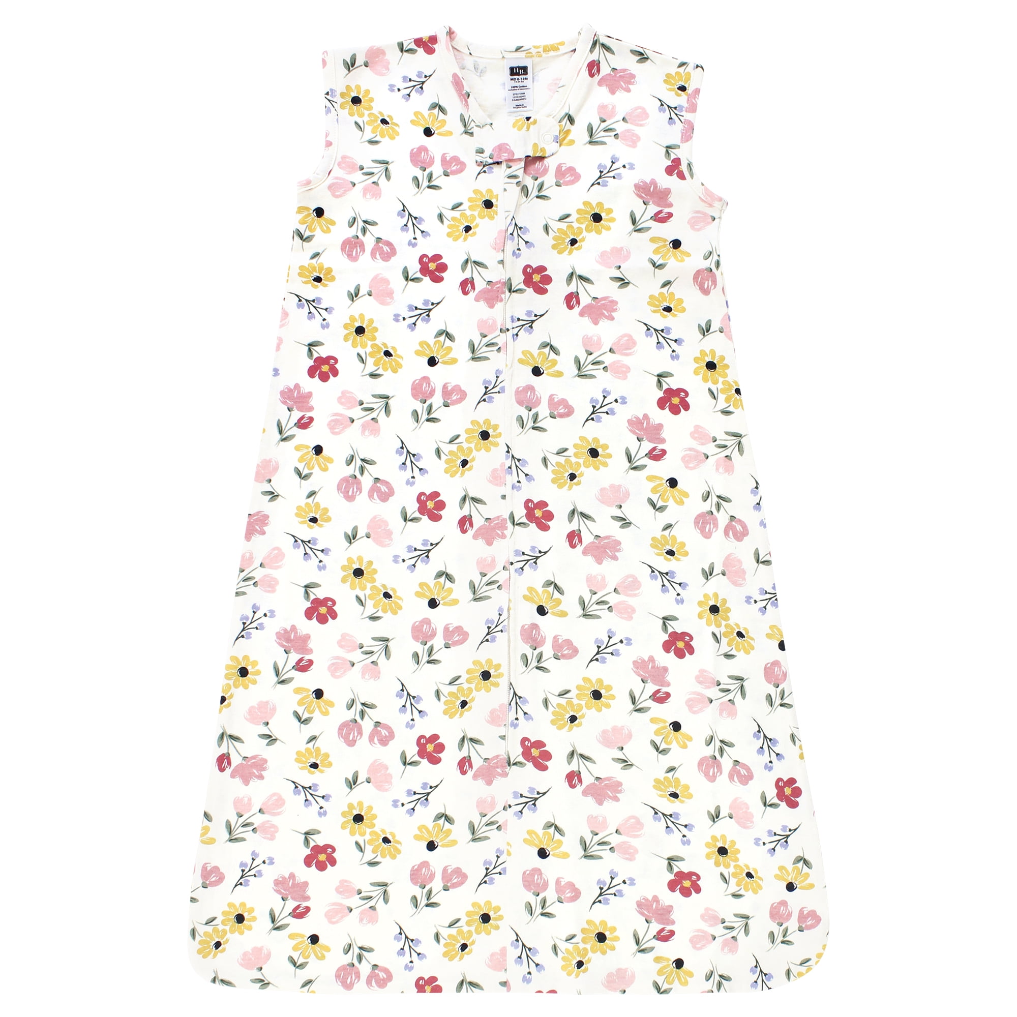 Hudson Baby Infant Girl Cotton Sleeveless Wearable Sleeping Bag, Sack, Blanket, Soft Painted Floral, 12-18 Months