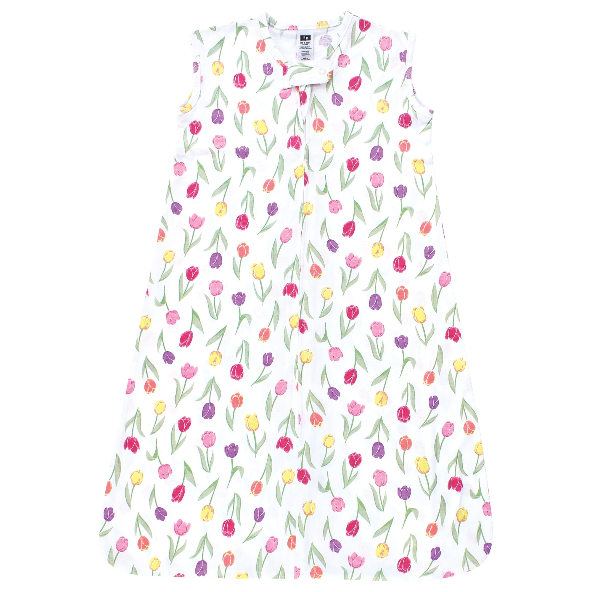 Hudson Baby Infant Girl Cotton Sleeveless Wearable Sleeping Bag, Sack, Blanket, Spring Tulips, 18-24 Months