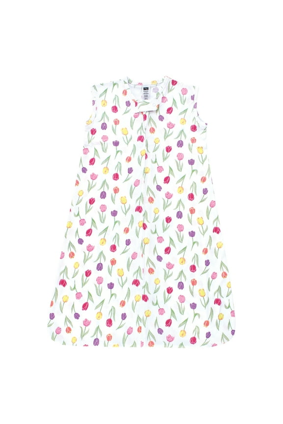 Infant Girl Cotton Sleeveless Wearable Sleeping Bag, Sack, Blanket, Spring Tulips, 6-12 Months