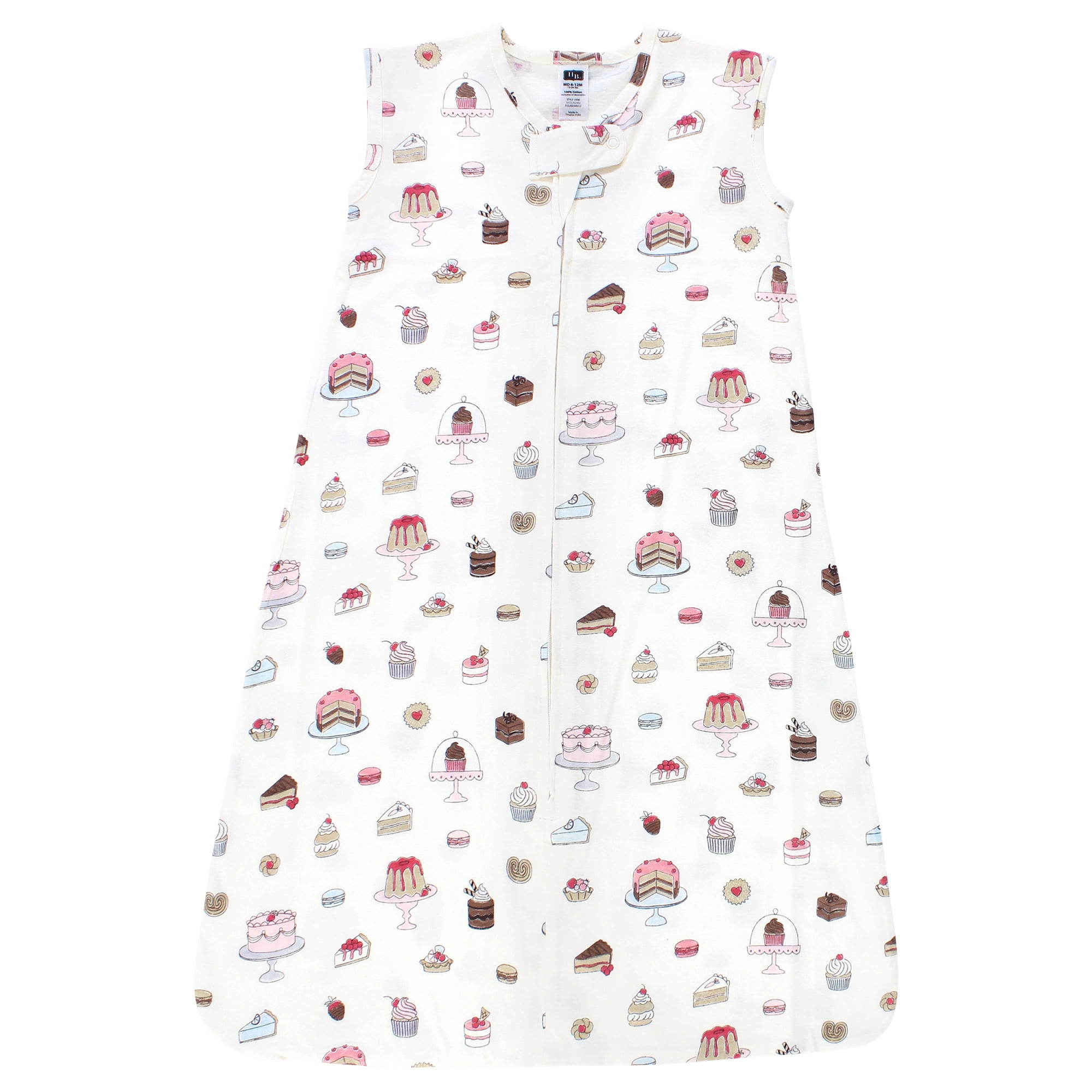 Hudson Baby Infant Girl Cotton Sleeveless Wearable Sleeping Bag, Sack, Blanket, Sweet Bakery, 0-6 Months