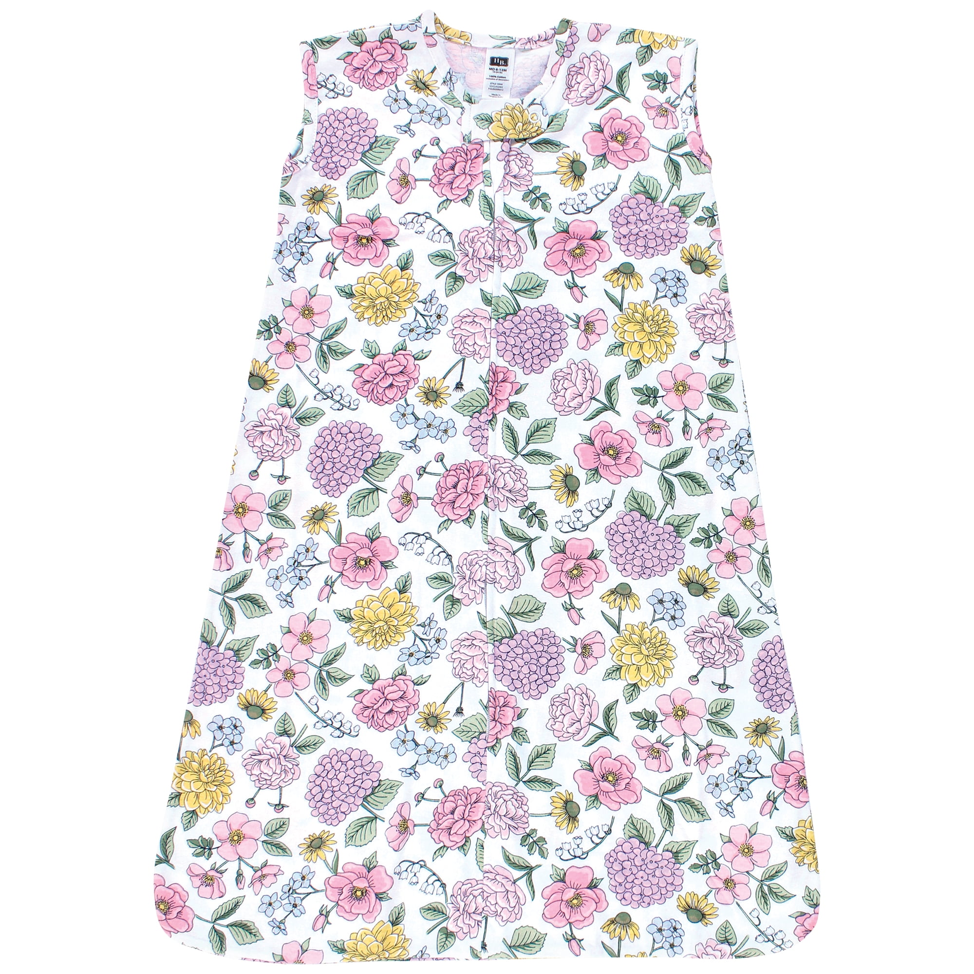Hudson Baby Infant Girl Cotton Sleeveless Wearable Sleeping Bag, Sack, Blanket, Vintage Blossom, 0-6 Months