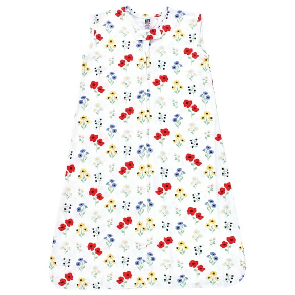 Hudson Baby Infant Girl Cotton Sleeveless Wearable Sleeping Bag, Sack, Blanket, Wildflower, 0-6 Months
