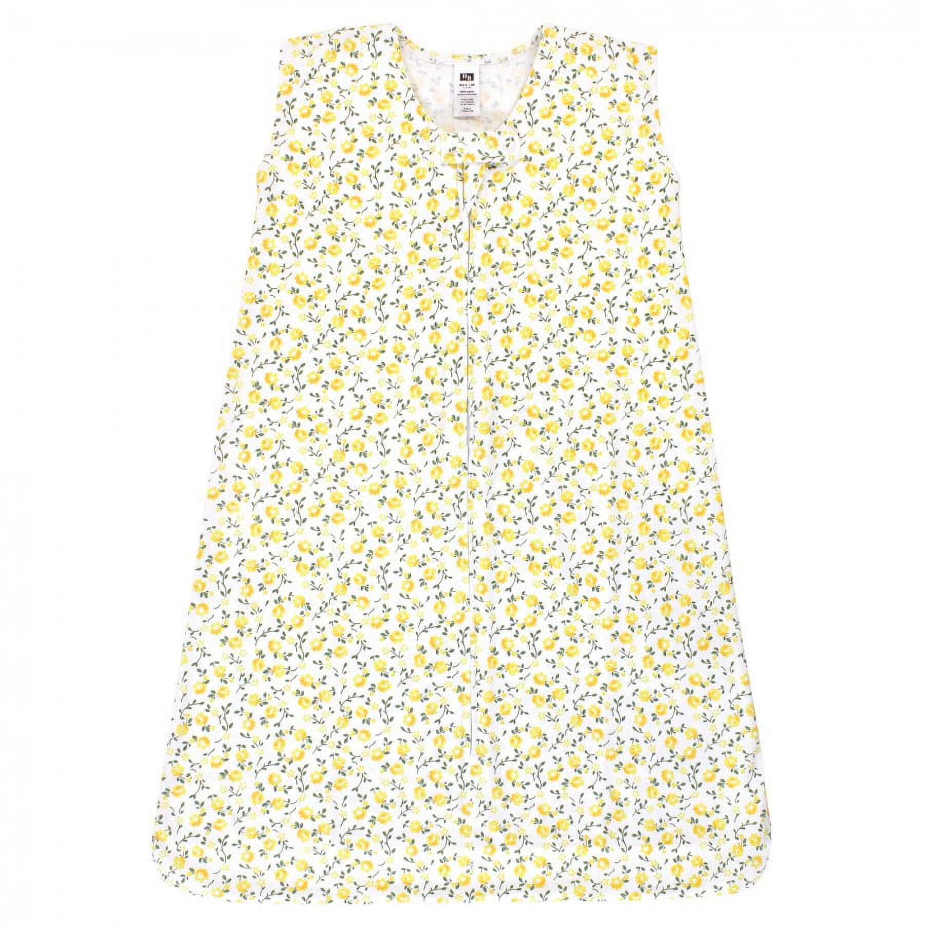 Hudson Baby Infant Girl Cotton Sleeveless Wearable Sleeping Bag, Sack, Blanket, Yellow Flower, 6-12 Months