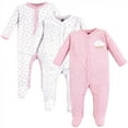thumbnail image 1 of Hudson Baby Infant Girl Cotton Snap Sleep and Play 3pk, Pink Clouds, 0-3 Months, 1 of 1