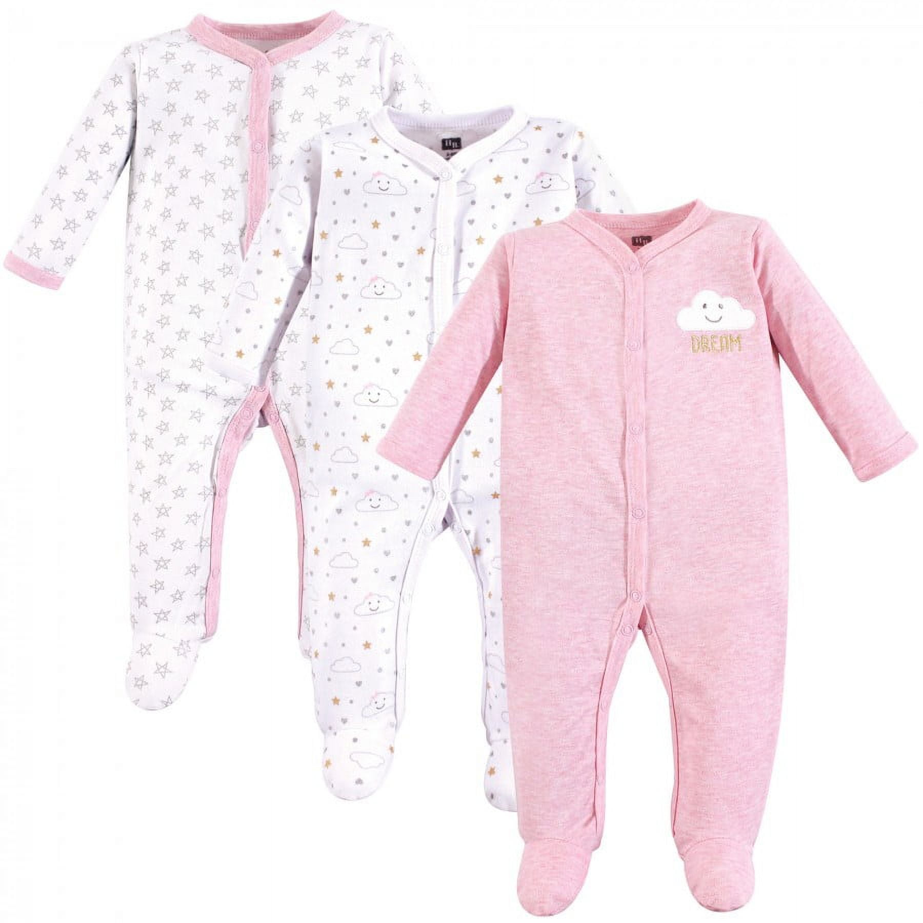 Hudson Baby Infant Girl Cotton Zipper Sleep and Play 3pk