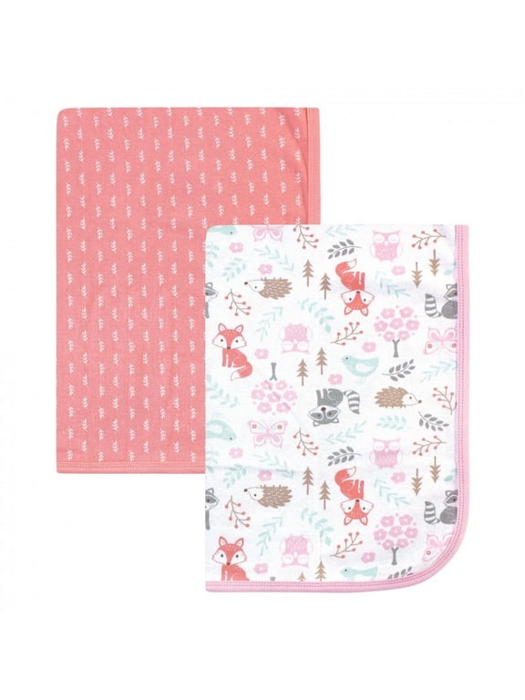 Infant Girl Cotton Swaddle Blankets, Woodland Fox, One Size