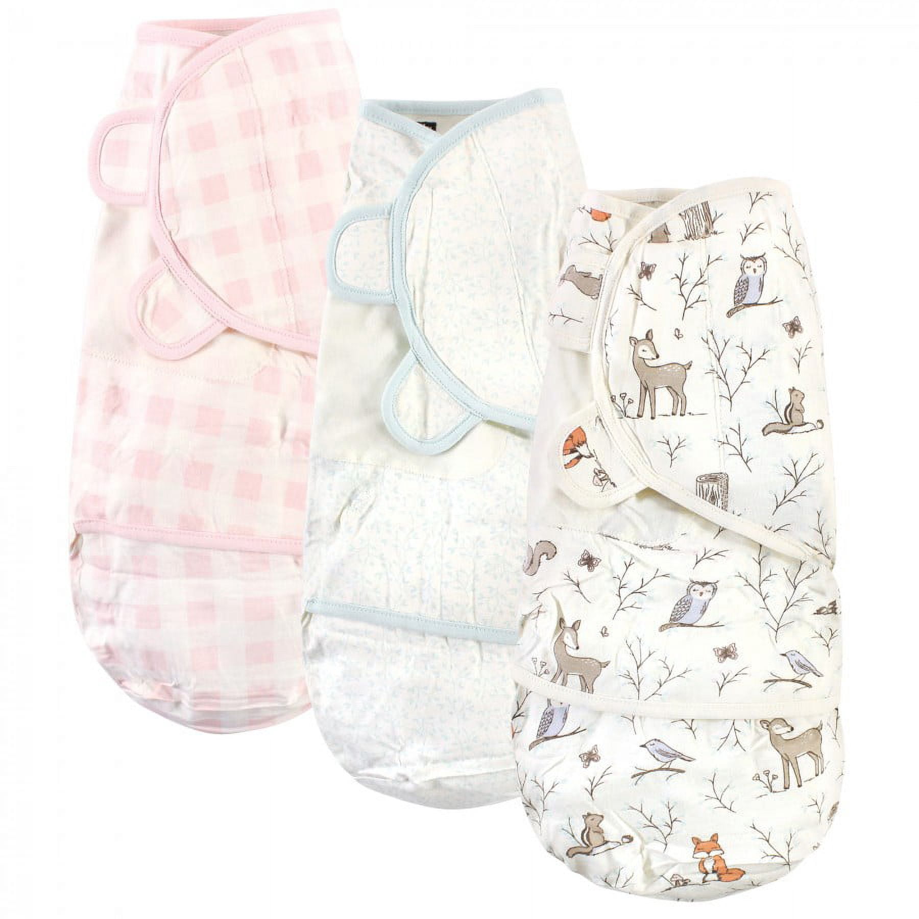 Hudson Baby Infant Girl Cotton Swaddle Wrap, Enchanted Forest, 0-3 Months