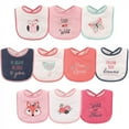 thumbnail image 1 of Hudson Baby Infant Girl Cotton Terry Drooler Bibs with Fiber Filling 10pk, Girl Fox, One Size, 1 of 5