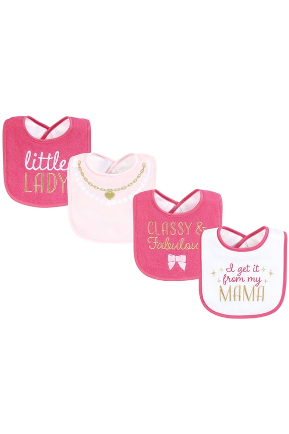 Infant Girl Cotton Terry Drooler Bibs with Fiber Filling, My Mama, One Size