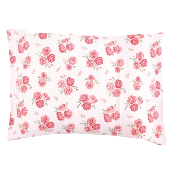 Hudson Baby Infant Girl Cotton Toddler Pillow Case, Blush Rose, One Size