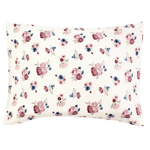Hudson Baby Infant Girl Cotton Toddler Pillow Case, Dusty Rose Floral, One Size