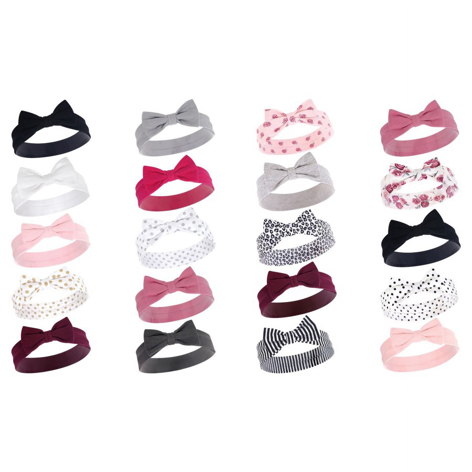 Bundle of two pink and black bow embellished headbands Everyday Essentials Basics (Neutral + Pink) | Ribbed Baby  main image 2