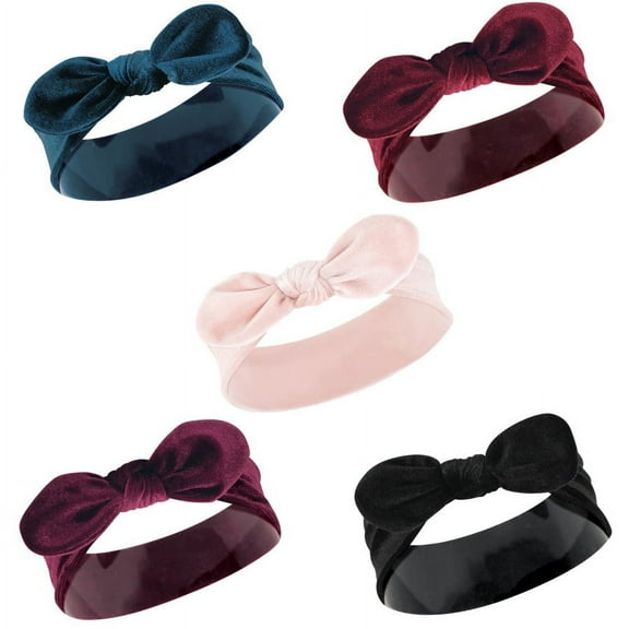 Hudson Baby Infant Girl Cotton and Synthetic Headbands, Velvet Knot, 0-24 Months