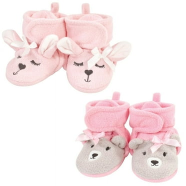Hudson Baby Infant Girl Cozy Fleece Booties, Bunny Bear, 0-6 Months
