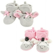 Hudson Baby Infant Girl Cozy Fleece Booties, Elephant Zebra, 0-6 Months