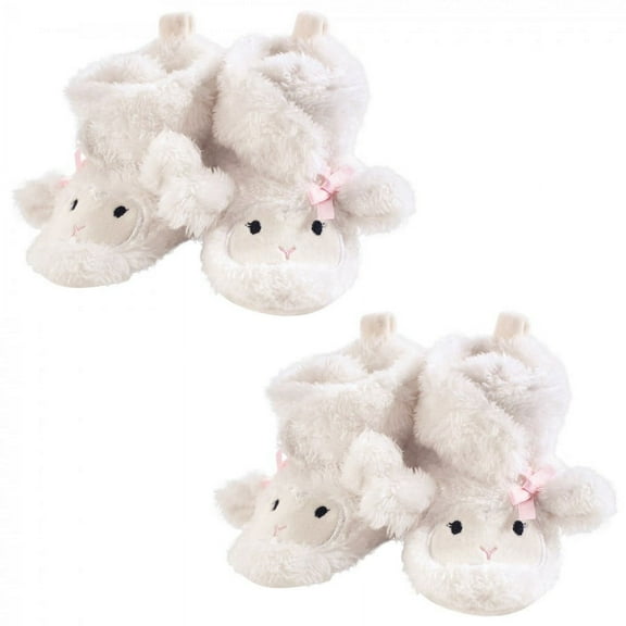 Hudson Baby Infant Girl Cozy Fleece and Faux Shearling Booties, Girl Lamb 2-Piece, 18-24 Months