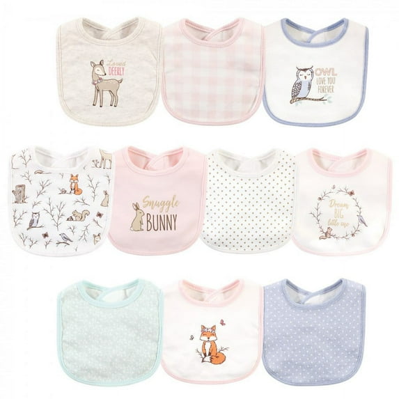 Hudson Baby Infant Girl Enchanted forest Cotton Baby Bibs