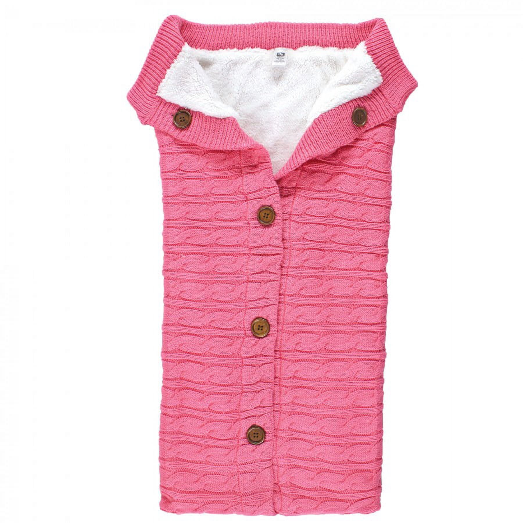 Hudson Baby Infant Girl Faux Shearling Knitted Baby Lounge Stroller Wrap Sack, Azalea Pink, One Size