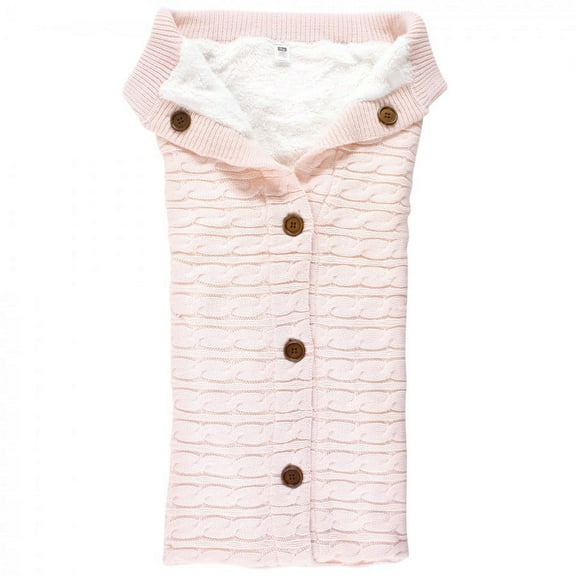 Hudson Baby Infant Girl Faux Shearling Knitted Baby Lounge Stroller Wrap Sack, Blushing Bride, One Size