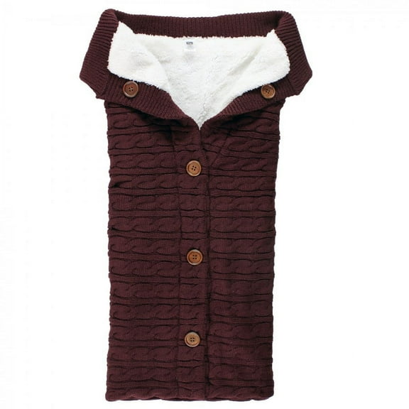 Hudson Baby Infant Girl Faux Shearling Knitted Baby Lounge Stroller Wrap Sack, Burgundy, One Size