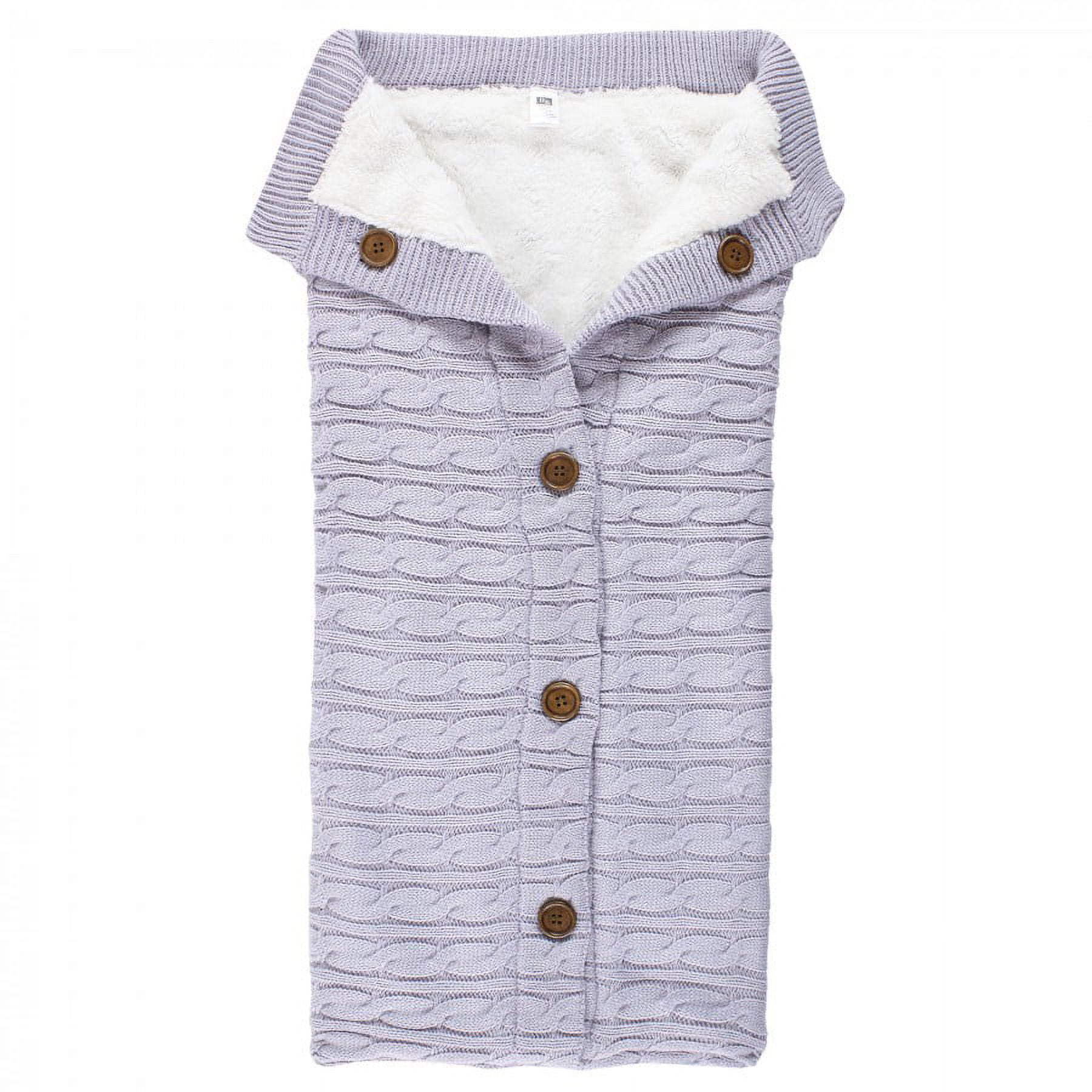 Hudson Baby Infant Girl Faux Shearling Knitted Baby Lounge Stroller Wrap Sack, Lilac, One Size