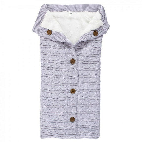 Hudson Baby Infant Girl Faux Shearling Knitted Baby Lounge Stroller Wrap Sack, Lilac, One Size