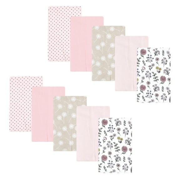 Hudson Baby Infant Girl Flannel Burp Cloth 10pk, Dandelion Wish, One Size