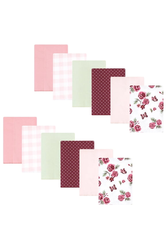 Infant Girl Flannel Burp Cloth 12pk, Sweet Roses, One Size