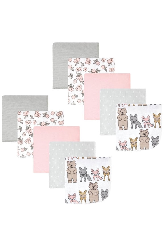 Unisex Baby Flannel Cotton Poly Washcloths, Wild Forest Pink 10-Pack, One Size