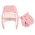 thumbnail image 1 of Hudson Baby Infant Girl Fleece Trapper Hat and Mitten 2pc Set, Light Pink, 0-6 Months, 1 of 4